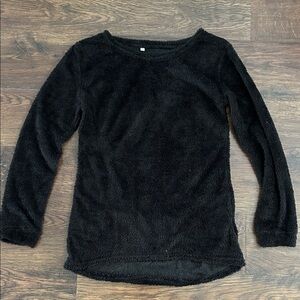 Black Fuzzy Crewneck Sweater | Black Fleece Sweater | Crewneck Sweater | Cozy